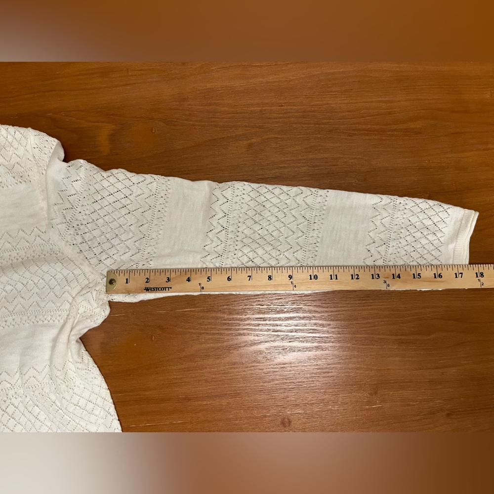 Frye • Pointelle Knit Cardigan • Cream • Size L - Picture 5 of 6